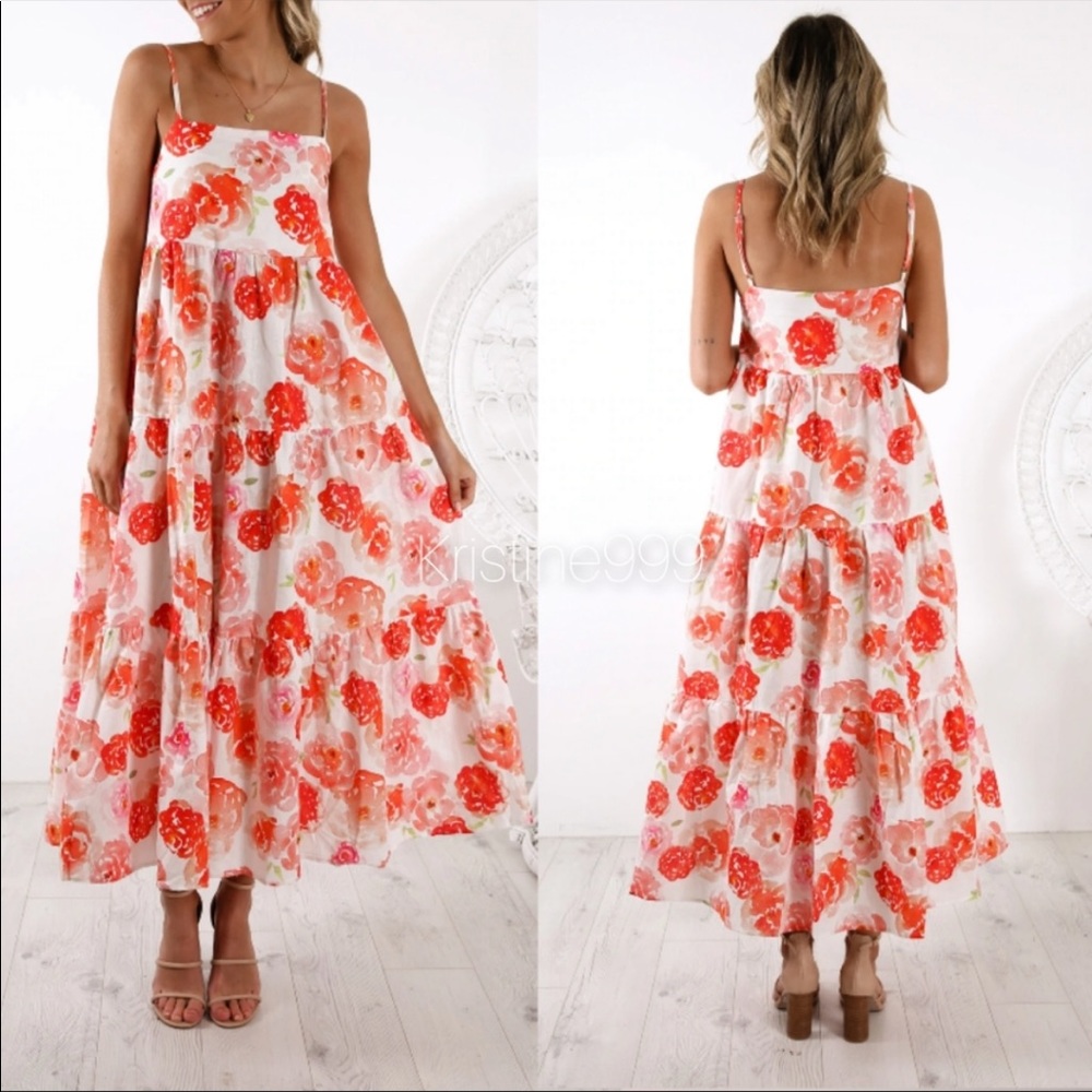 Charlie Holiday Anthropologie Isabella Maxi Dress In Roses Print Size Small